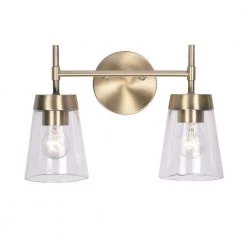 Delgato 2-Light Antique Brass Bathroom Vanity Light by Kenroy Home