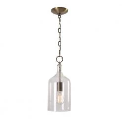 Capri 1-Light Antique Brass Mini Pendant by Kenroy Home