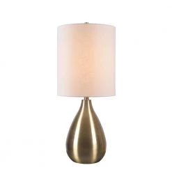 Droplet 29 in. Antique Brass Indoor Table Lamp with Cream Shade by Kenroy Home
