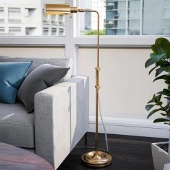 Denton 50 in. Antique Brass Floor Lamp with Adjustable Height by Kenroy Home -Kenroy Home Sales antique brass kenroy home floor lamps 33055ab 4f 1000