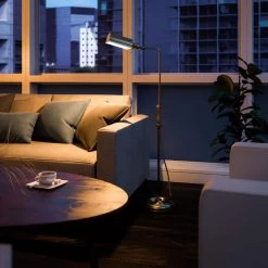 Denton 50 in. Antique Brass Floor Lamp with Adjustable Height by Kenroy Home -Kenroy Home Sales antique brass kenroy home floor lamps 33055ab 76 1000