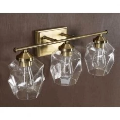 Ramona 22 in. 3-Light Antique Brass Vanity Light with Clear Glass Shades by Kenroy Home -Kenroy Home Sales antique brass kenroy home vanity lighting 94106ab 4f 1000