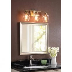 Ramona 22 in. 3-Light Antique Brass Vanity Light with Clear Glass Shades by Kenroy Home -Kenroy Home Sales antique brass kenroy home vanity lighting 94106ab c3 1000