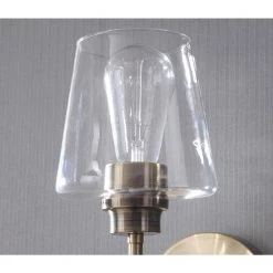 Dean 11 in. Antique Brass Sconce with Clear Glass Shade by Kenroy Home -Kenroy Home Sales antique brass kenroy home vanity lighting 94116ab 4f 1000