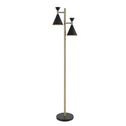 Arne 61 in. Black and Antique Brass 2-Light Tree Lamp by Kenroy Home