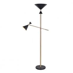 Arne 73 in. Black and Antique Brass Mother and Son Floor Lamp with Adjustable Arm and Shade by Kenroy Home -Kenroy Home Sales black and antique brass kenroy home floor lamps 35323bl c3 1000