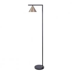 Peek 63 in. Black and Antique Brass Floor Lamp with Adjustable Shade by Kenroy Home