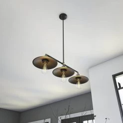 Ancestry 3-Light Bronze Island Pendant with Black Shade by Kenroy Home -Kenroy Home Sales black and antique bronze kenroy home chandeliers 93377bl 44 1000