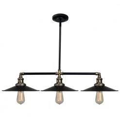 Ancestry 3-Light Bronze Island Pendant with Black Shade by Kenroy Home