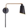 Alvar 1-Light Black and Gold Swing Arm Wall Light with Plug by Kenroy Home -Kenroy Home Sales black and gold kenroy home wall lamps 35330bl 64 1000