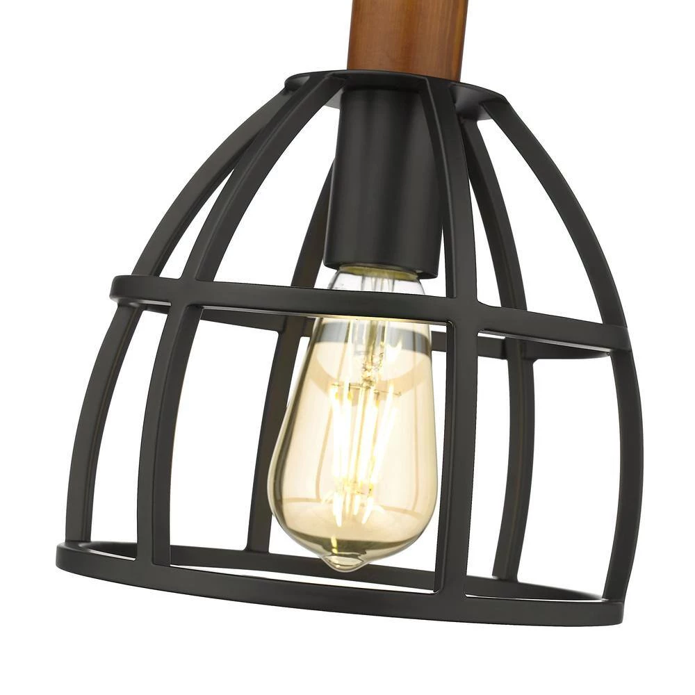 Woodstock 8 in. 1-Light Black and Wood Ceiling Pendant Light by OVE Decors 7 Woodstock 8 in. 1-Light Black and Wood Ceiling Pendant Light by OVE Decors - Image 5