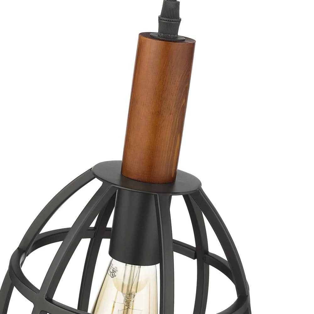 Woodstock 8 in. 1-Light Black and Wood Ceiling Pendant Light by OVE Decors 6 Woodstock 8 in. 1-Light Black and Wood Ceiling Pendant Light by OVE Decors - Image 4