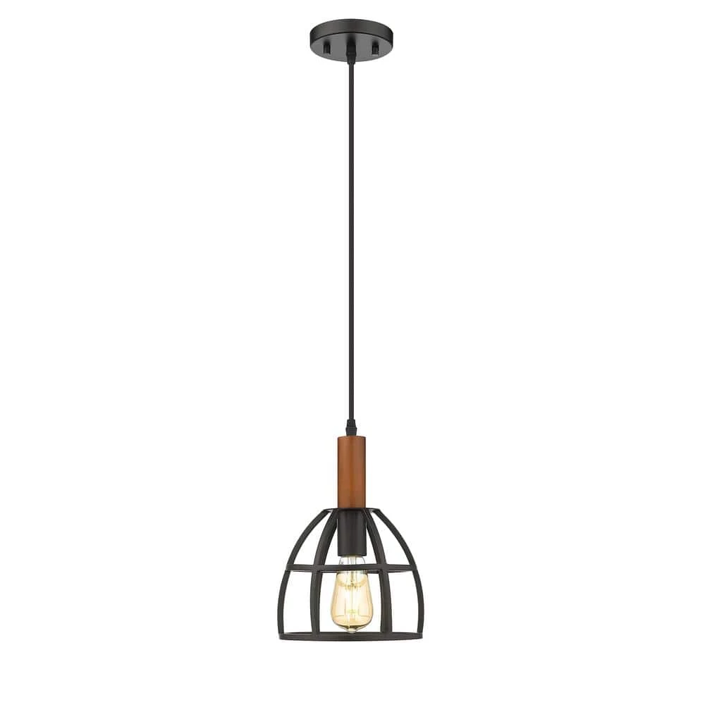 Woodstock 8 in. 1-Light Black and Wood Ceiling Pendant Light by OVE Decors 3 Woodstock 8 in. 1-Light Black and Wood Ceiling Pendant Light by OVE Decors