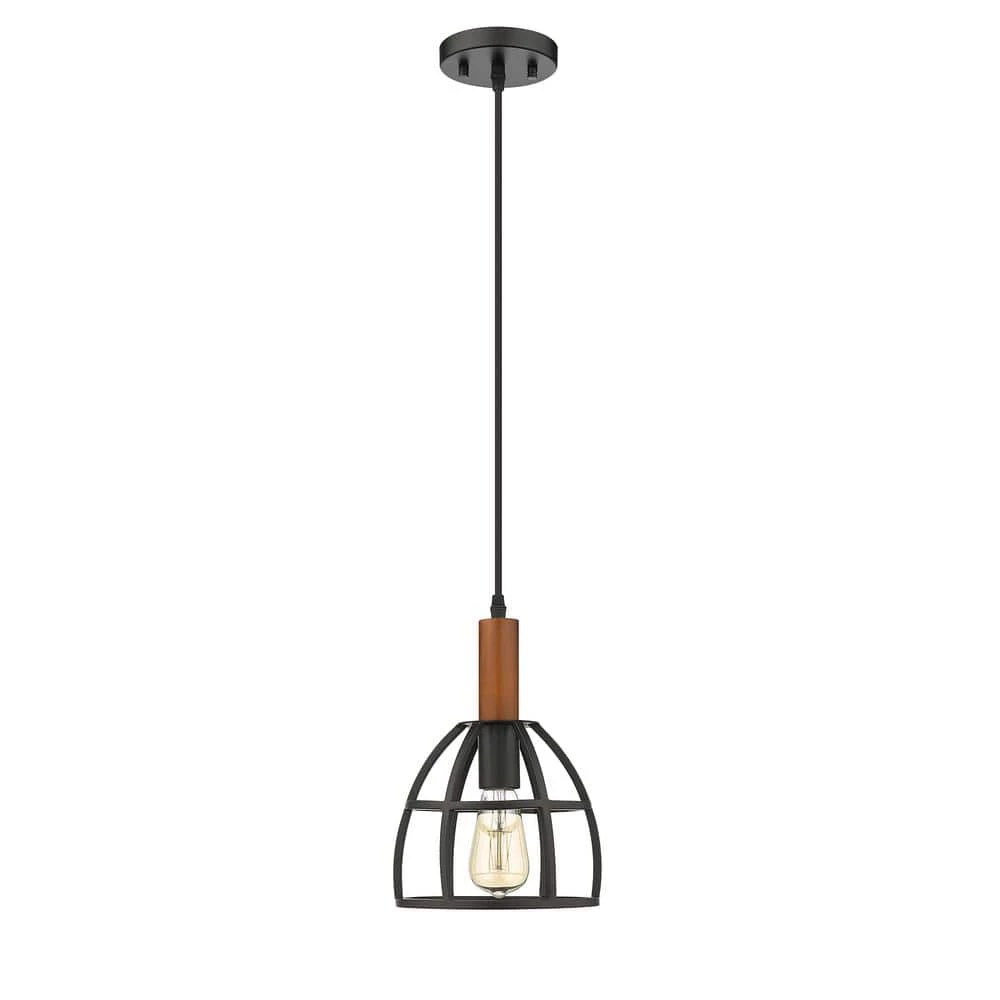 Woodstock 8 in. 1-Light Black and Wood Ceiling Pendant Light by OVE Decors 5 Woodstock 8 in. 1-Light Black and Wood Ceiling Pendant Light by OVE Decors - Image 3
