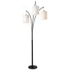 Leah 85 in. Black in Door Arc Floor Lamp with White Drum Shade by Kenroy Home -Kenroy Home Sales black finish kenroy home floor lamps 32849bl 64 1000