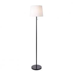 Chase 59 in. Black Floor Lamp with Off-White Tapered Drum Shade by Kenroy Home