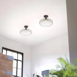 Cagney 1-Light Black Semi-Flush Mount by Kenroy Home -Kenroy Home Sales black finish kenroy home flush mount lights 93972bl 4f 1000