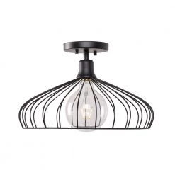 Cagney 1-Light Black Semi-Flush Mount by Kenroy Home