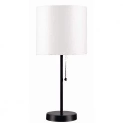 Table Tom 19 in. White Accent Lamp with Fabric Shade by Kenroy Home