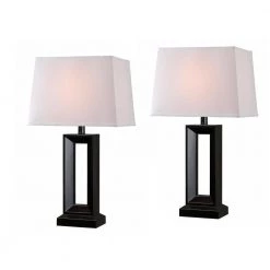 Katherine 27 in. Black indoor table lamp set with White Shade by Kenroy Home