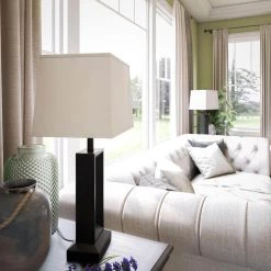 Katherine 27 in. Black indoor table lamp set with White Shade by Kenroy Home -Kenroy Home Sales black finish kenroy home table lamps kh11915 fa 1000