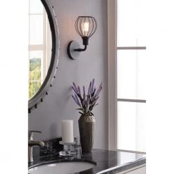 Cagney 1-Light Black Sconce by Kenroy Home -Kenroy Home Sales black finish kenroy home wall sconces 93970bl 31 1000