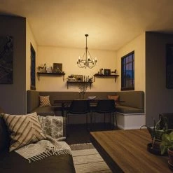 Damien 6-Light Black Chandelier by Kenroy Home -Kenroy Home Sales black finish with plated antique brass kenroy home chandeliers 93896bl 31 1000