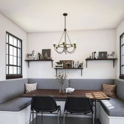 Damien 6-Light Black Chandelier by Kenroy Home -Kenroy Home Sales black finish with plated antique brass kenroy home chandeliers 93896bl 4f 1000