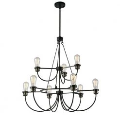 Damien 9-Light Black Chandelier by Kenroy Home
