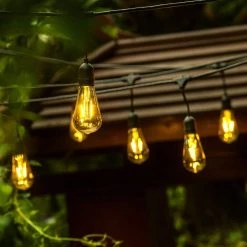 48 ft. 24 Oversized Edison Light Bulbs Black/Gold All Weather LED String Light by OVE Decors -Kenroy Home Sales black gold ove decors string lights string light 4f 1000