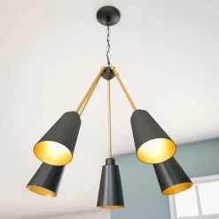 Alvar 5-Light Black Chandelier with Black Shade by Kenroy Home -Kenroy Home Sales black kenroy home chandeliers 93675bl 76 1000