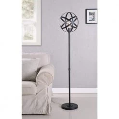 Global 58 in. Black Floor Lamp with Black Metal Shade by Kenroy Home -Kenroy Home Sales black kenroy home floor lamps 32904bl 31 1000