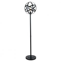 Global 58 in. Black Floor Lamp with Black Metal Shade by Kenroy Home