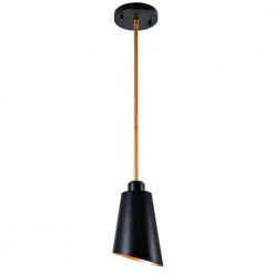 Alvar 1-Light Black Mini Pendant with Black Shade by Kenroy Home