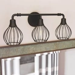 Cagney 3-Light Black Bath Vanity Light by Kenroy Home -Kenroy Home Sales black kenroy home vanity lighting 93973bl 4f 1000