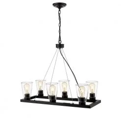 Clark VI 6-Light Black Chandelier with Clear Glass Shades by OVE Decors -Kenroy Home Sales black ove decors chandeliers 15lchr cla630 p 4f 1000