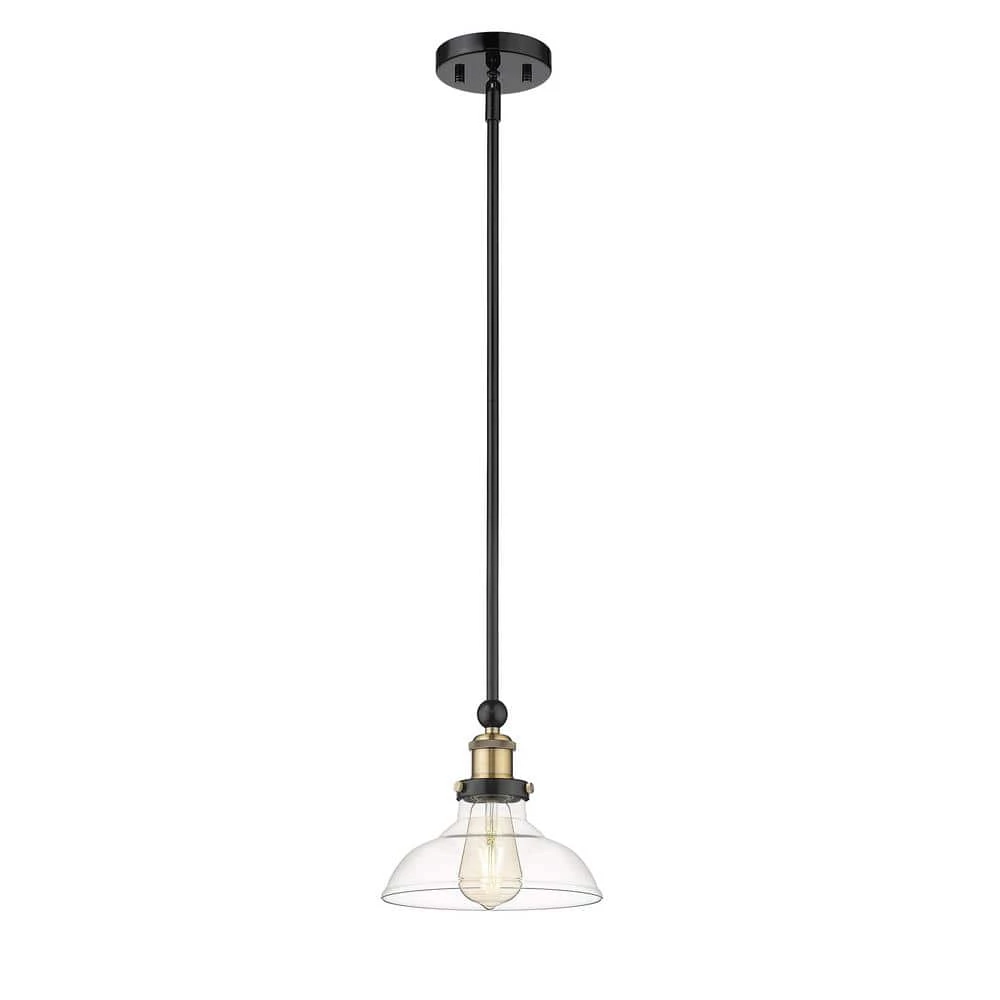Elgin 1-Light 8 in. Black finish Ceiling Pendant Light with Glass and Brass Accents by OVE Decors 7 Elgin 1-Light 8 in. Black finish Ceiling Pendant Light with Glass and Brass Accents by OVE Decors - Image 5