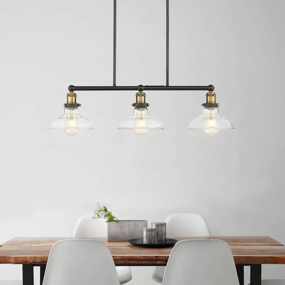 Elgin III 3-Light Pendant Painted Black Finish with Clear Glass Shade by OVE Decors 8 Elgin III 3-Light Pendant Painted Black Finish with Clear Glass Shade by OVE Decors - Image 6