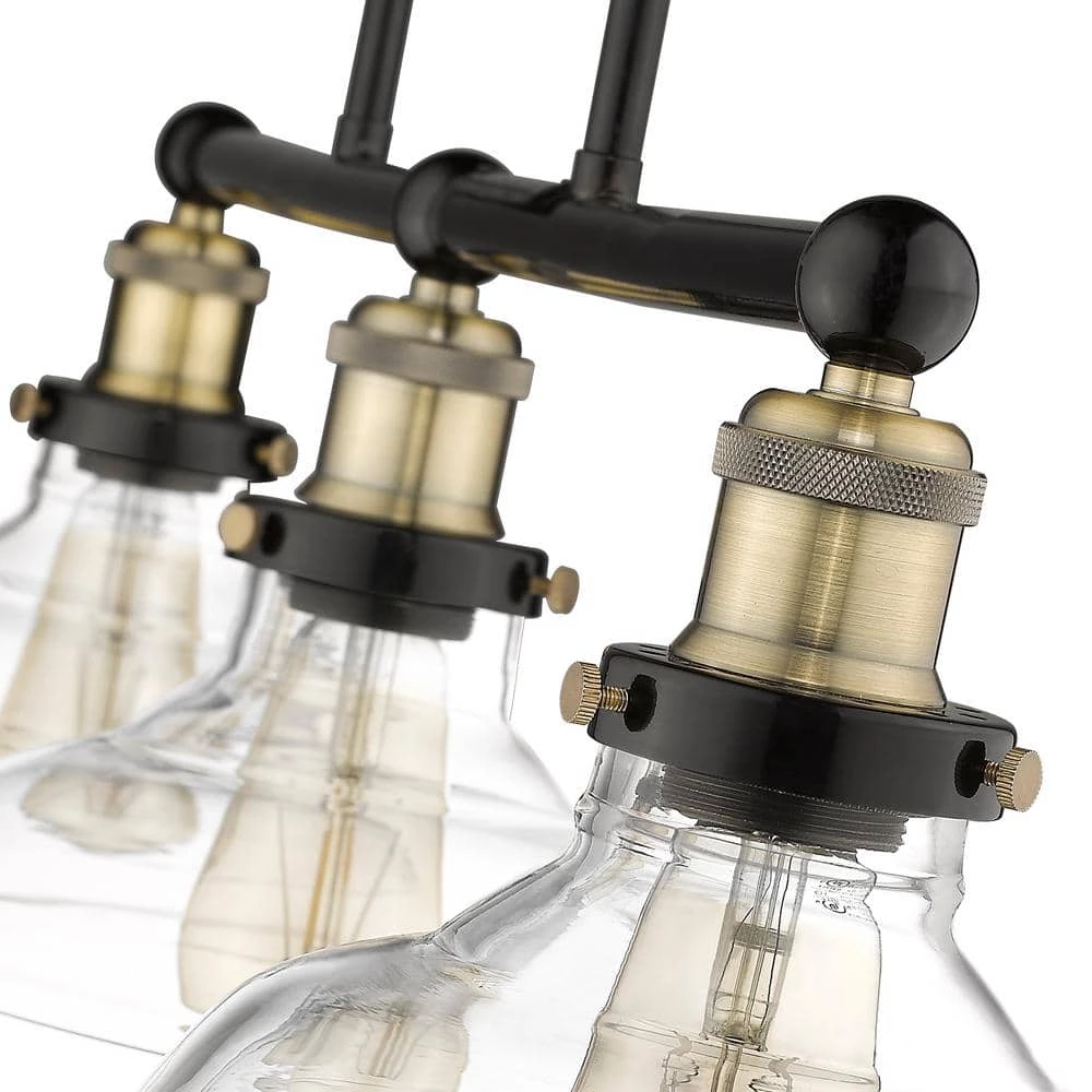 Elgin III 3-Light Pendant Painted Black Finish with Clear Glass Shade by OVE Decors 6 Elgin III 3-Light Pendant Painted Black Finish with Clear Glass Shade by OVE Decors - Image 4