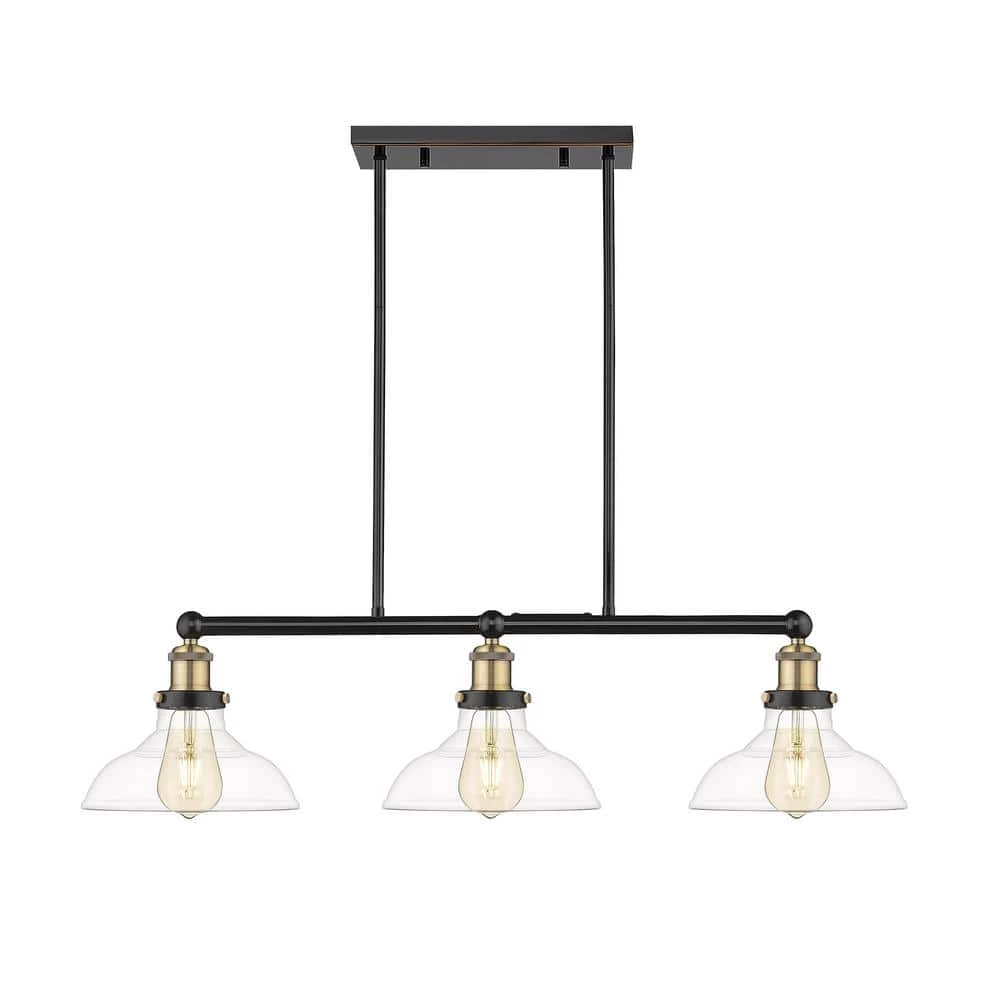 Elgin III 3-Light Pendant Painted Black Finish with Clear Glass Shade by OVE Decors 3 Elgin III 3-Light Pendant Painted Black Finish with Clear Glass Shade by OVE Decors