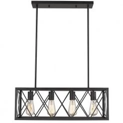 Gamma 4 Light Black Finish Pendant by OVE Decors