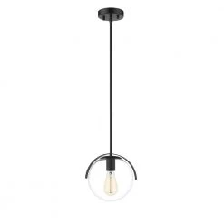 Lila 1-Light Black Pendant with Clear Glass by OVE Decors -Kenroy Home Sales black ove decors chandeliers 15lpe lila09 pb c3 1000