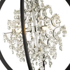 Pena 4-Light Black and Chrome Globe Pendant Light with Crystals by OVE Decors -Kenroy Home Sales black ove decors chandeliers 15lpe pena18 pb 1f 1000