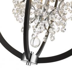 Pena 4-Light Black and Chrome Globe Pendant Light with Crystals by OVE Decors -Kenroy Home Sales black ove decors chandeliers 15lpe pena18 pb 44 1000