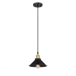 Shella 1-Light Black Pendant with Black Metal Shade by OVE Decors -Kenroy Home Sales black ove decors chandeliers 15lpe shel08 pb c3 1000