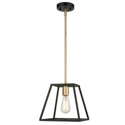 Agnes I 1-Light Matte Black/Gold Sockets Pendant by OVE Decors