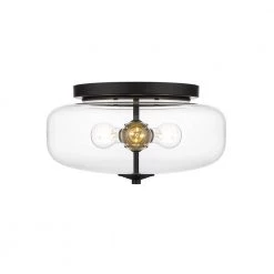 Theodore 13 in. Black Flush Mount by OVE Decors