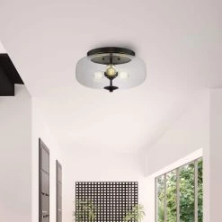 Theodore 13 in. Black Flush Mount by OVE Decors -Kenroy Home Sales black ove decors flush mount lights 15lfm the213 pb 77 1000