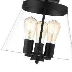 Clark 13 in. 3-Light Black Semi-Flush Mount with Clear Glass Shade by OVE Decors -Kenroy Home Sales black ove decors flush mount lights 15lsfr cla813 p 1f 1000