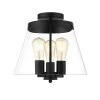 Clark 13 in. 3-Light Black Semi-Flush Mount with Clear Glass Shade by OVE Decors 1 Clark 13 in. 3-Light Black Semi-Flush Mount with Clear Glass Shade by OVE Decors -Kenroy Home Sales black ove decors flush mount lights 15lsfr cla813 p 64 1000